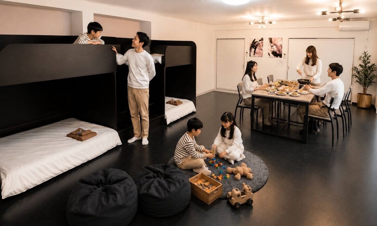 Kabukicho Apartment | 602-Black Cool Room｜8 ppl | Custom Queen Bunk Beds｜Golden Gai & Kabukicho|42㎡