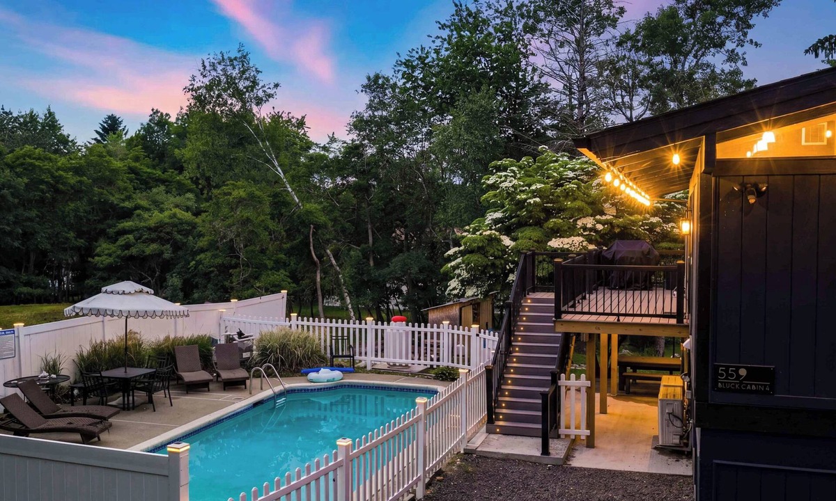 Tunkhannock Township Cabin | BLVCK Cabin 4 w/In ground Pool , Hot Tub & Firepit