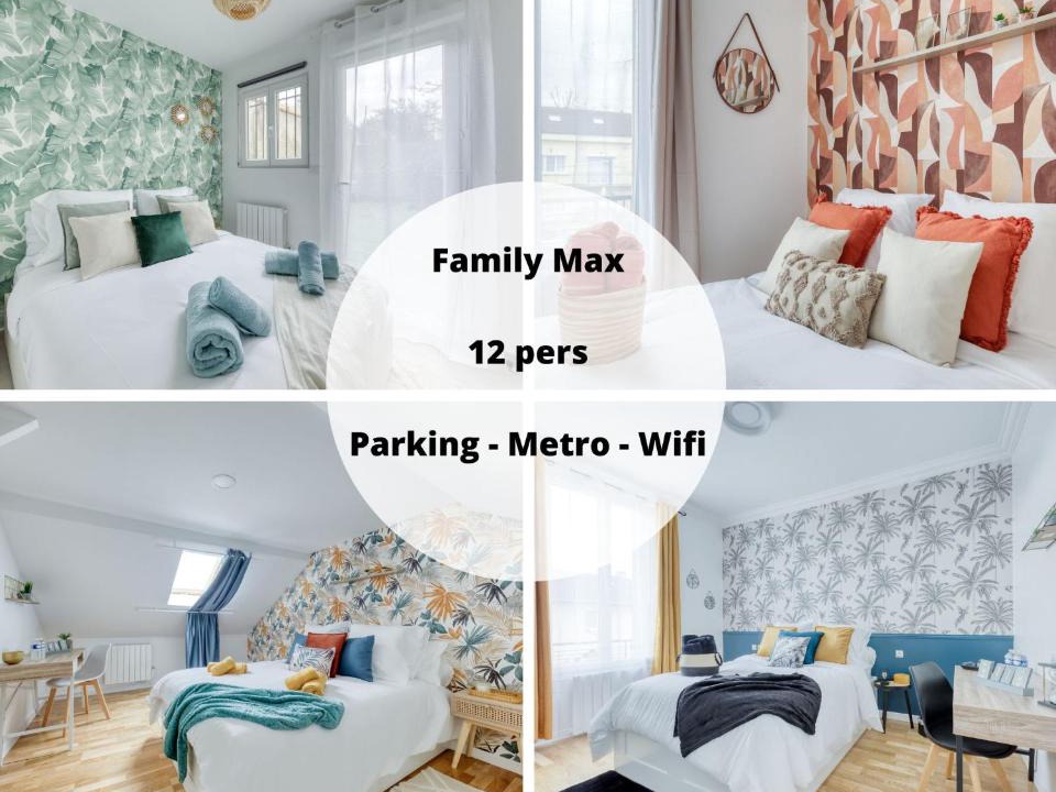 La Courneuve House | Maison 4 chambres - 12 personnes - Parking Privé - Metro 7 - Rer B -