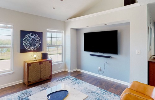 Bayview House | Water view home with five bedrooms, enclosed yard, gas grill, central AC, & W/D