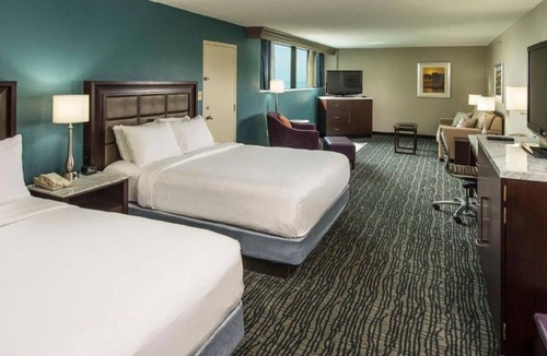 Cocoa Beach Hotel | Coastal 2-Queen Suite | Outdoor Pool w/Splash Pad, Tiki Bar & Beach Access