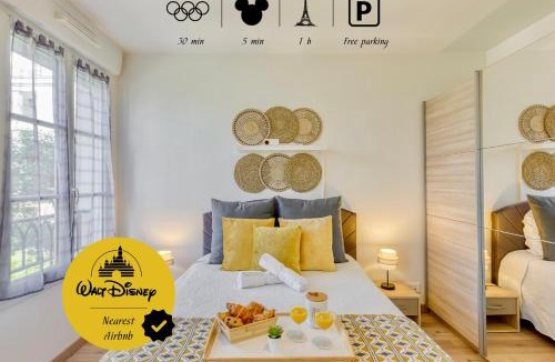 Serris Apartment | Cosy Yellow - Disney 15min walk - JO 30 min- Free Parking