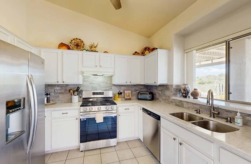 Rancho Vistoso House | Dog-friendly valley view oasis with private hot tub, shaded patio, washer/dryer