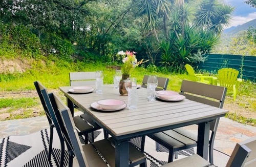 Eccica-Suarella Apartment | Eccica - Bottom of villa, quiet garden, and pool