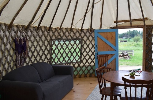 Powassan RV Rental | Escape to Nature: Cozy Yurt on a Heritage Farm with Trails, Pond, & Sauna