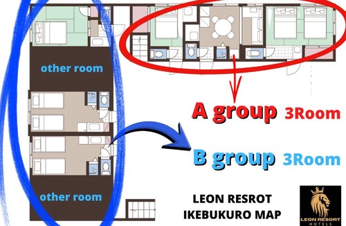 Ikebukuro Apartment | LEON RESORT HOTEL A 3rooms MAX8people 6min Shinjuku 11min Shibuya 12min walk Ikebukuro LEON RESORT IKEBUKURO traditional Japanese room 池袋 渋谷 新宿 立地最高 最大8名