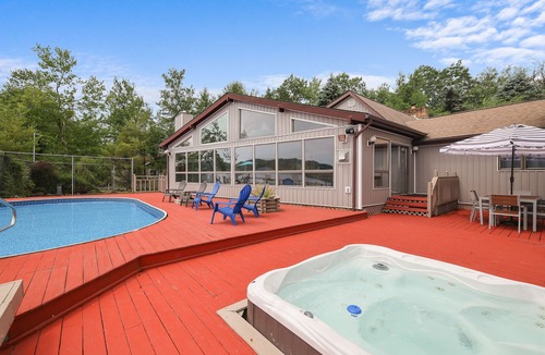 Pocono Summit House | Pocono Lakefront Paradise, dock, hot tub, private pool and tennis court