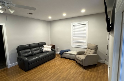 Palm City Cabin | Relax by the fire at The SmokenHouse cottage at the Ryan Holmes Ranch!