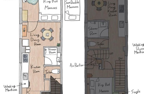 Iriya Apartment | ROKU GRKU Newly Renovated in 2026, Designer Bunk Room, 5 Min to Iriya, King Lower Bunk and Single Upper Bunk, Easy Access to Ueno and Asakusa, Sleeps 3