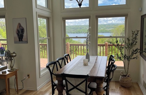 Valois House | Scenic Seneca lake home with private dock & soaring views!