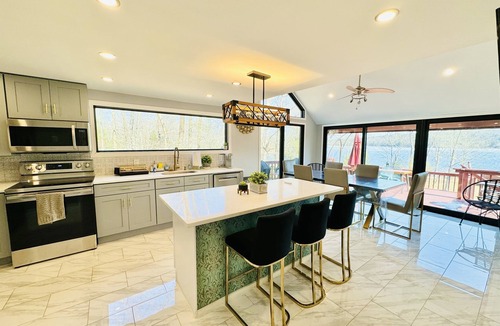 Monticello Ski Chalet | Serenity at Lake Joseph | Lakefront Hot Tub Ski