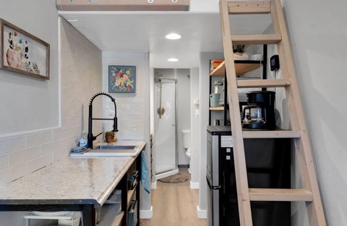 Sam Hughes Apartment | Tiny house with loft bed, kitchenette, parking in a quiet downtown neighborhood