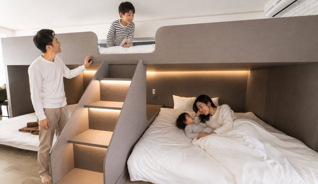 601-Natural Wood Room｜8 ppl |Custom Queen Bunk Beds｜ Golden Gai & Kabukicho|40㎡