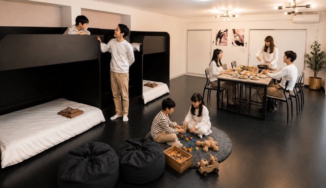 602-Black Cool Room｜8 ppl | Custom Queen Bunk Beds｜Golden Gai & Kabukicho|42㎡