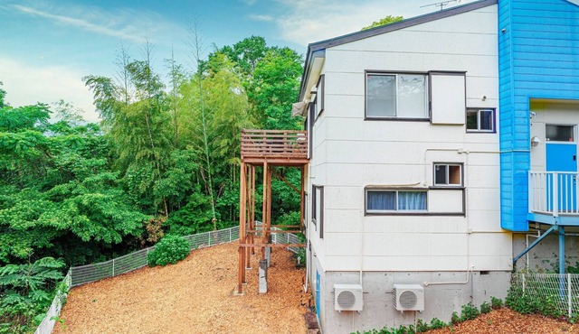 A rental villa with a large garden that doubles as a dog run surrounded by trees/Ito Shizuoka