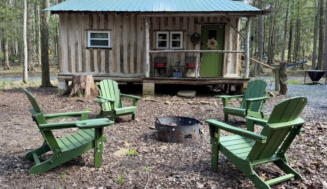 Creekside Log Cabin w/firepit, near quaint towns Thomas/Davis & many state parks