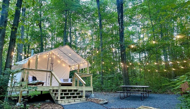 Equipped Glamping Tent with Modern Interior in Shippenville, Pennsylvania