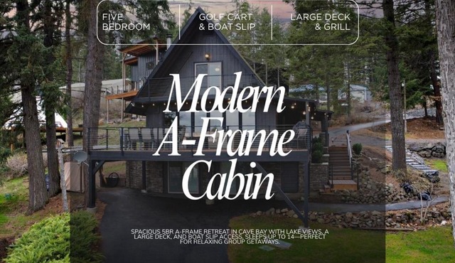 Modern A-Frame CabinKayaks, Golf Cart & Boat Slip