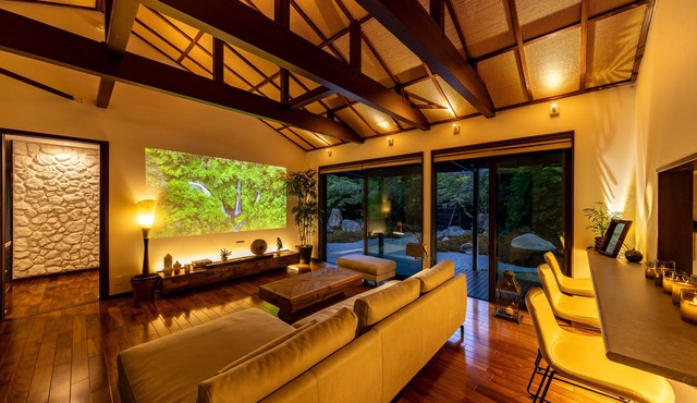 Private sauna and open-air hot spring bath.