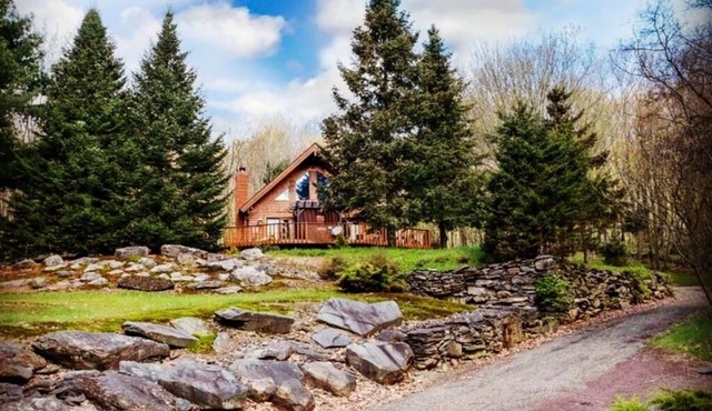 Secluded Log Cabin in Catskills with jacuzzi and mountain/lake view