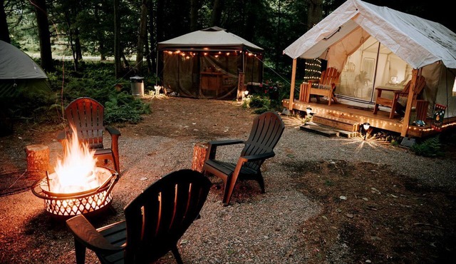 Serene Safari Tent For a Glamping by Getaway Rickett's Glenn State Park Nestled in the Heart of Huntington Mills, Pennsylvania