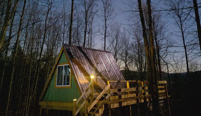 The Far-Rest Fox A-Frame Off Grid Glamp High in the Trees of Mystical Forest