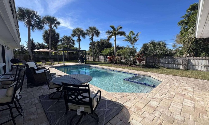 Melbourne Beach House | 4/3 Home on A1A with private beach access WiFi, fitness room & heated pool