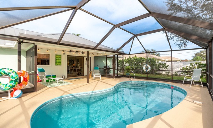 Sebastian Highlands House | πΉπ Coastal Getaway! Heated Pool, Private Patio, Fenced Yard, 5 miles to Beach!