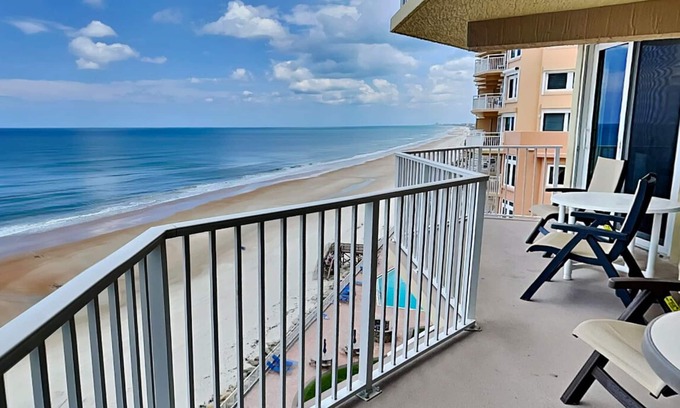 Daytona Beach Shores Condo | Shores Club 807 | Pet Friendly, Spacious Balcony, Ocean Views + Pool
