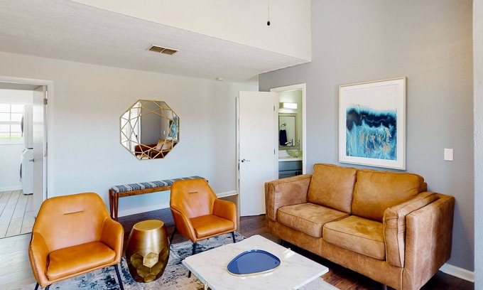 Bayview House | Water view home with five bedrooms, enclosed yard, gas grill, central AC, & W/D
