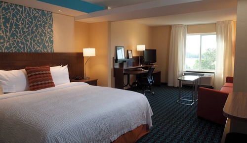 Suite, 1 King Bed with Sofa bed, Hearing Accessible (Roll-in Shower)